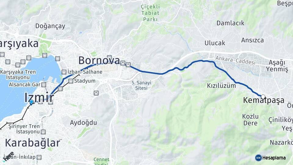 İzmir Konak Kemalpaşa Arası Kaç Km - Yol Haritası