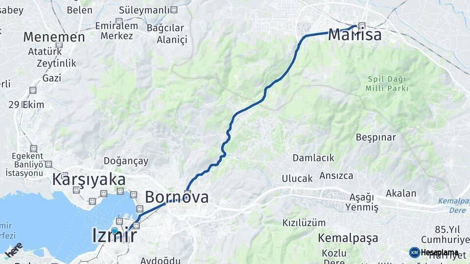 İzmir Manisa Arası Kaç Km - Yol Haritası