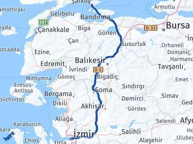 İzmir Marmara Balıkesir Arası Kaç Km - Yol Haritası