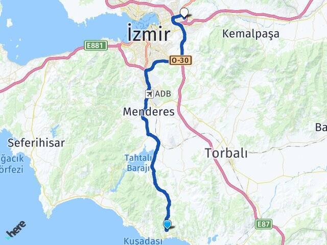 Ahmetbeyli Ege Üniversitesi Arası Kaç Km - Yol Tarifi