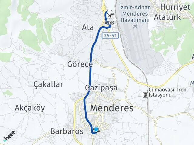 Cüneytbey Adnan Menderes Havalimanı Arası Kaç Km - Yol Tarifi