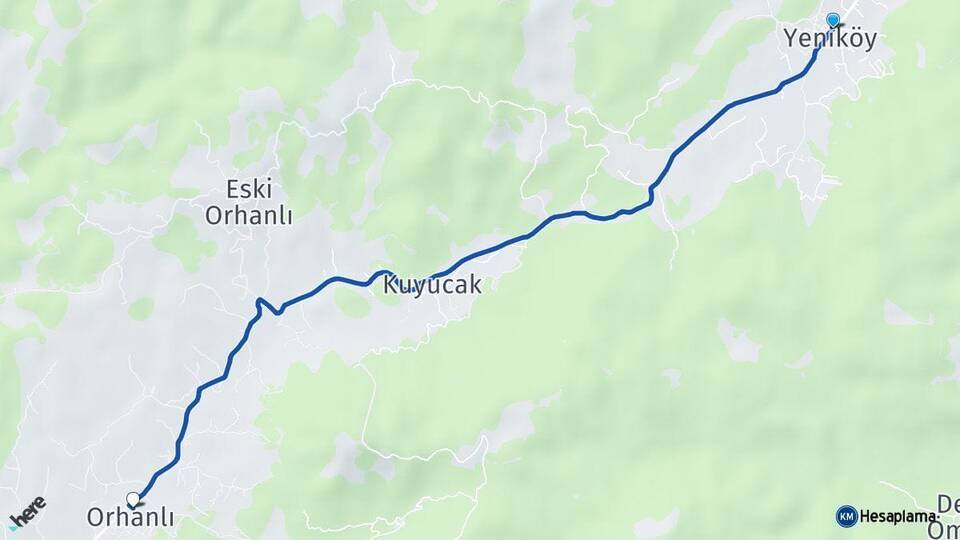 Yeniköy Orhanlı Arası Kaç Km - Yol Tarifi