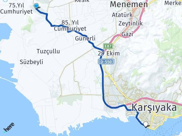 Villakent Bostanlı Vapur İskelesi Arası Kaç Km - Yol Tarifi