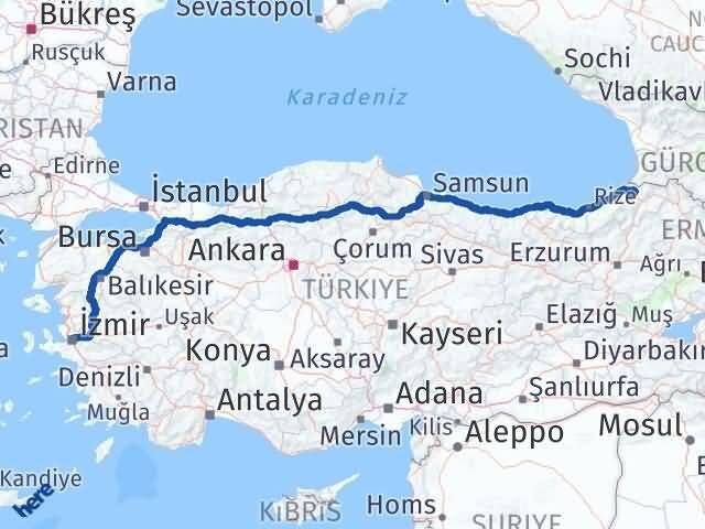 İzmir Murgul Arası Kaç Km - Yol Tarifi