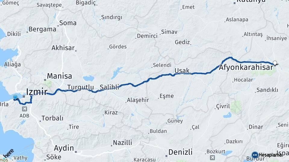 Narlıdere Afyonkarahisar Arası Kaç Km - Yol Tarifi