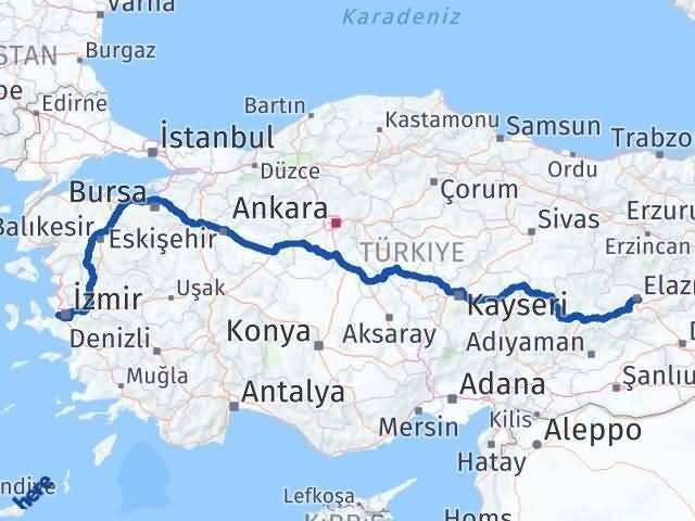 Narlıdere Elazığ Arası Kaç Km - Yol Tarifi