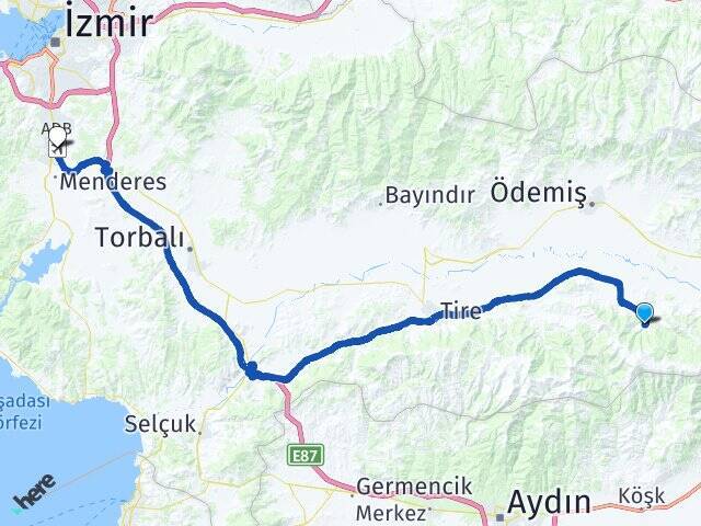 Bademli Adnan Menderes Havalimanı Arası Kaç Km - Yol Tarifi