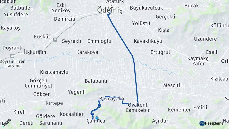 Çamlıca Ödemiş Arası Kaç Km - Yol Tarifi