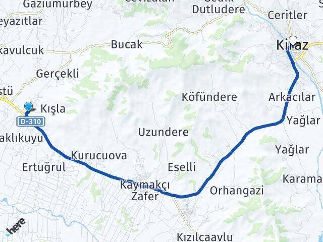 Gereli Kiraz Arası Kaç Km - Yol Tarifi