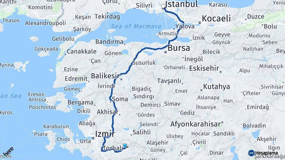 İzmir Ödemiş İstanbul Arası Kaç Km - Yol Haritası