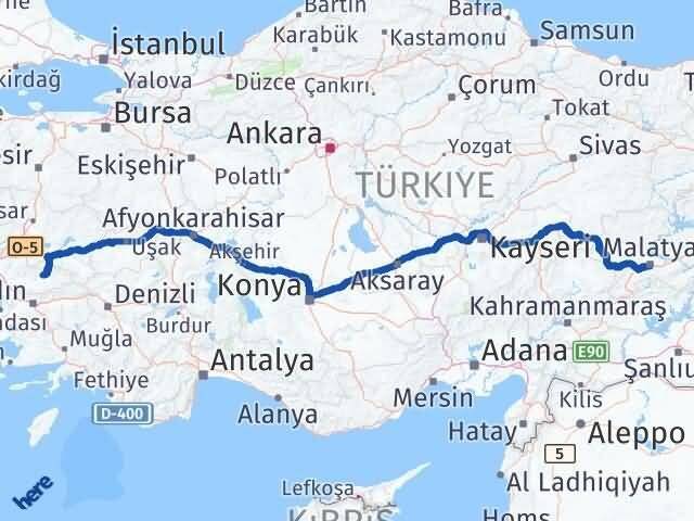 İzmir Ödemiş Malatya Arası Kaç Km - Yol Haritası