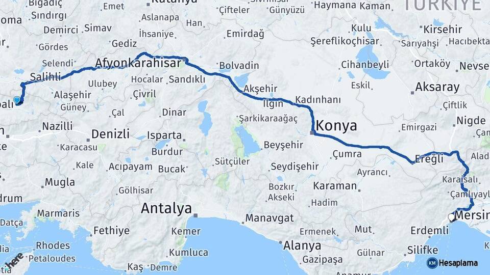 İzmir Ödemiş Mersin Arası Kaç Km - Yol Haritası