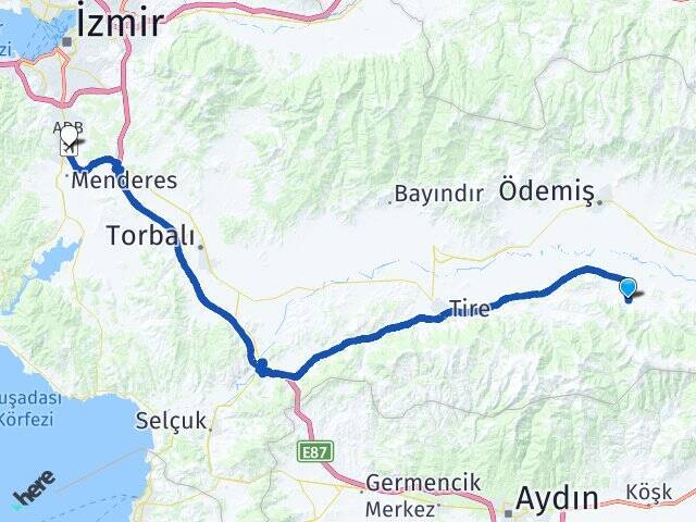 Ovakent Adnan Menderes Havalimanı Arası Kaç Km - Yol Tarifi