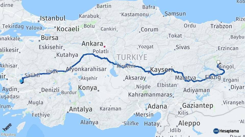 İzmir Ödemiş Tunceli Arası Kaç Km - Yol Haritası