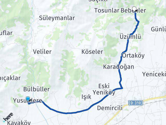 Yusufdere Bebekler Arası Kaç Km - Yol Tarifi