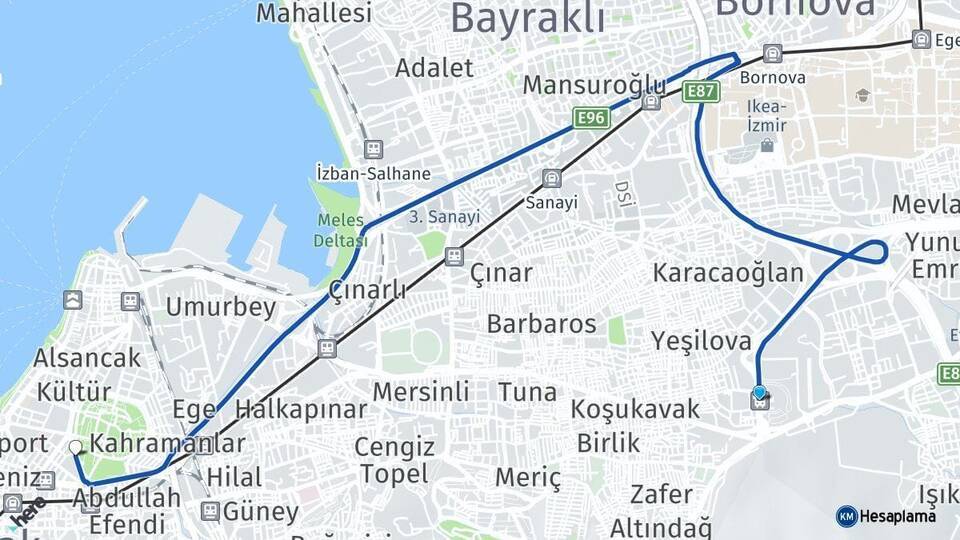 İzmir Otogarı (İZOTAŞ) İzmir Arası Kaç Km - Yol Tarifi