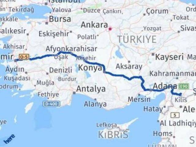 İzmir Polateli Kilis Arası Kaç Km - Yol Haritası