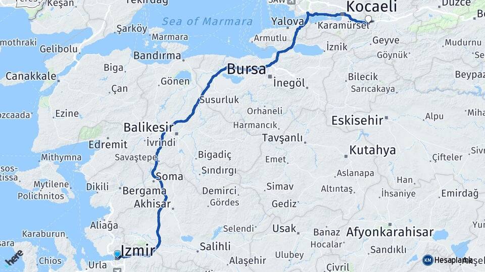 İzmir Sapanca Sakarya Arası Kaç Km - Yol Haritası