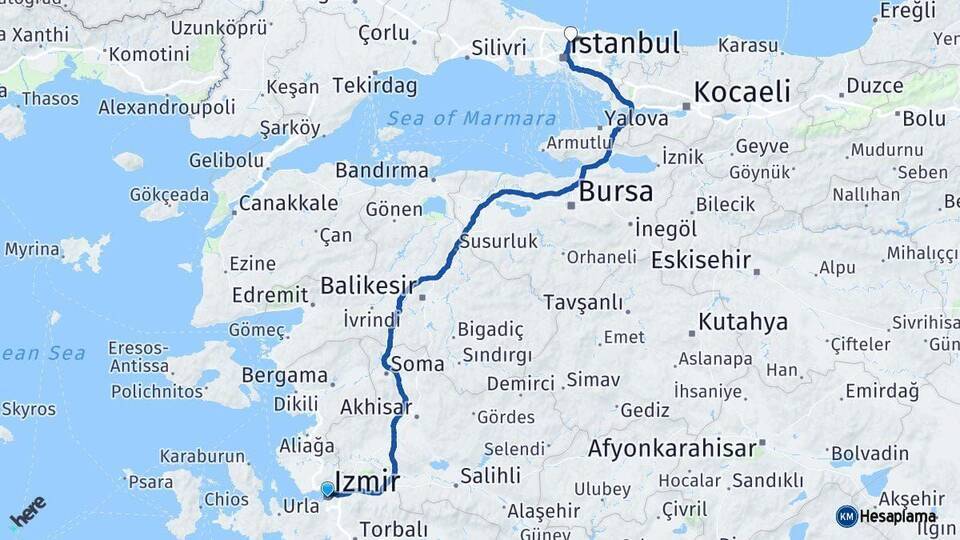 İzmir Sarıyer Arası Kaç Km - Yol Tarifi
