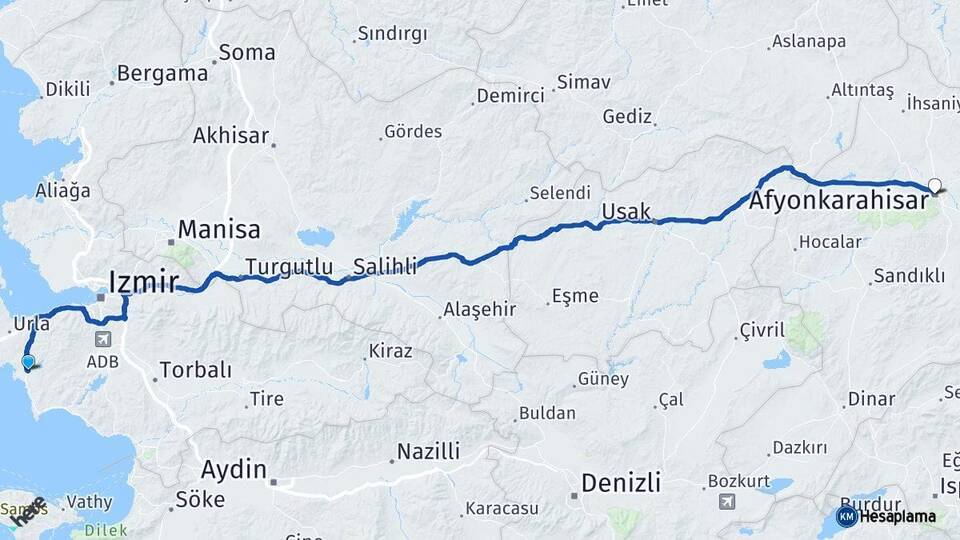 İzmir Seferihisar Afyonkarahisar Arası Kaç Km - Yol Haritası