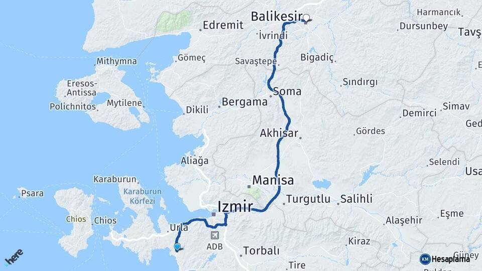 İzmir Seferihisar Balıkesir Arası Kaç Km - Yol Haritası