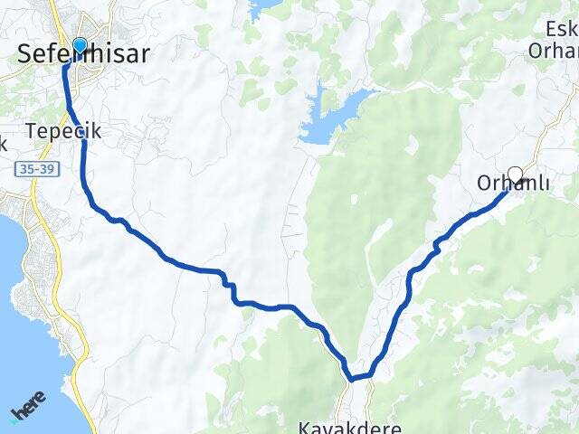 İzmir Seferihisar Orhanlı Seferihisar Arası Kaç Km - Yol Haritası