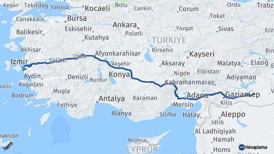 İzmir Seferihisar Şanlıurfa Arası Kaç Km - Yol Haritası
