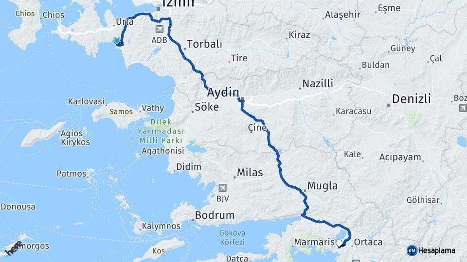 Sığacık Dalyan Arası Kaç Km - Yol Tarifi