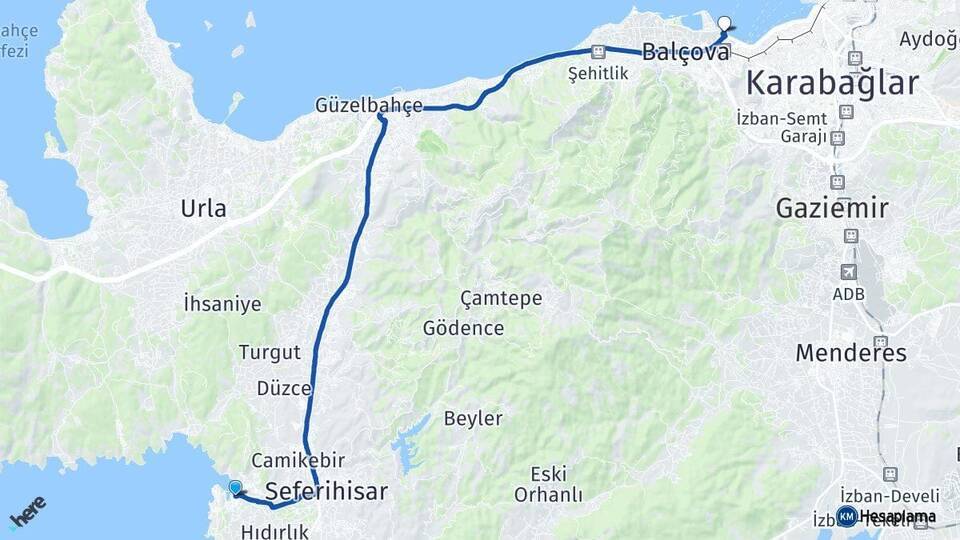 Sığacık Üçkuyular Feribot İskelesi Arası Kaç Km - Yol Tarifi
