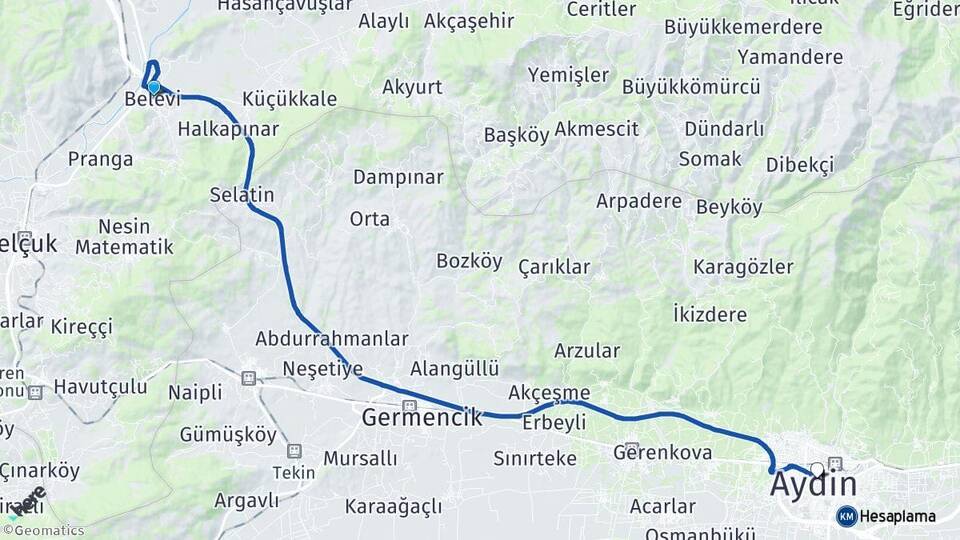 Belevi Aydın Arası Kaç Km - Yol Tarifi