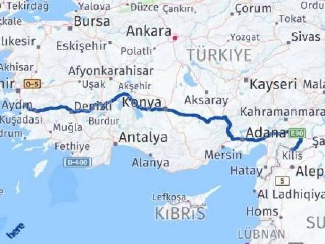 İzmir Selçuk Kilis Arası Kaç Km - Yol Haritası