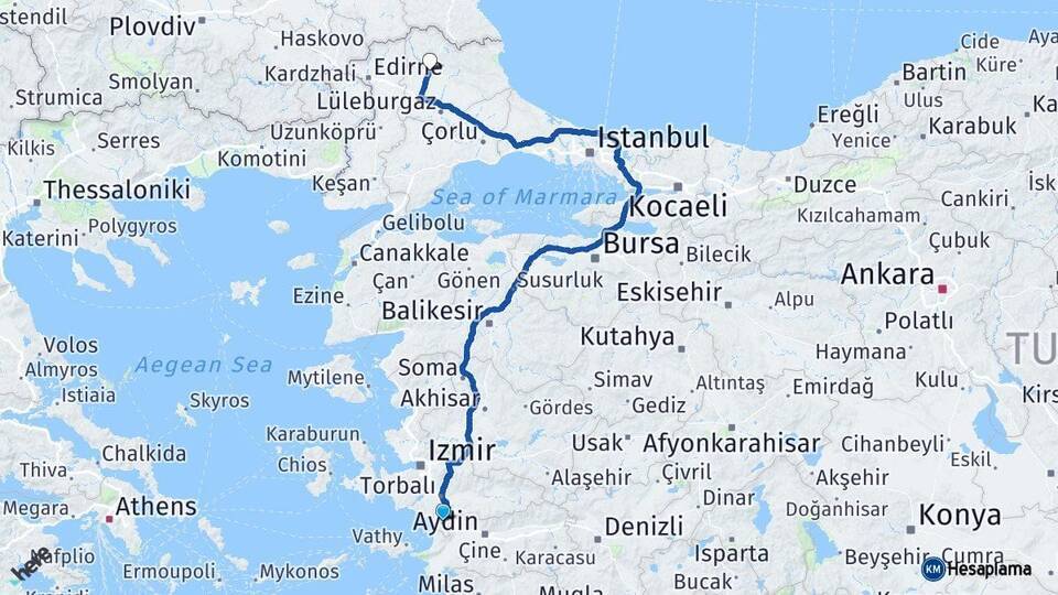 Selçuk Kırklareli Arası Kaç Km - Yol Tarifi