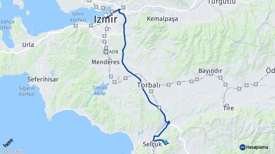 İzmir Selçuk Şirince Arası Kaç Km - Yol Haritası
