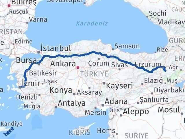 İzmir Tekman Arası Kaç Km - Yol Tarifi