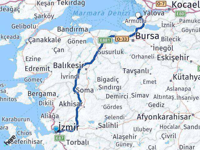 İzmir Termal Arası Kaç Km - Yol Tarifi