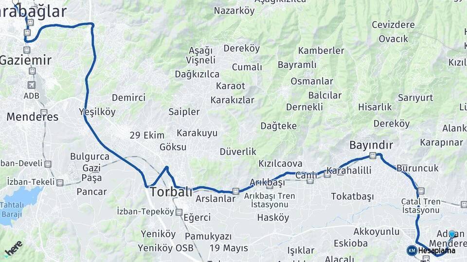 Adnan Menderes Bozyaka Arası Kaç Km - Yol Tarifi