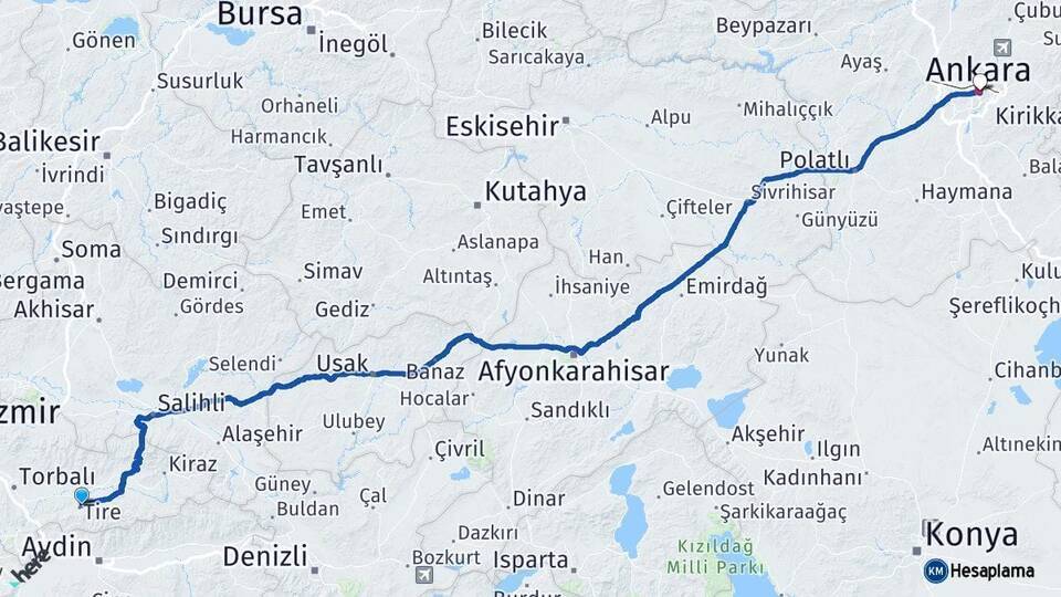 Tire Ankara Arası Kaç Km - Yol Tarifi