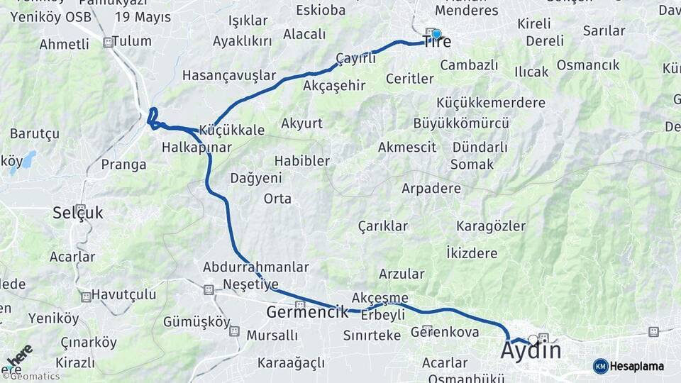 Tire Aydın Arası Kaç Km - Yol Tarifi