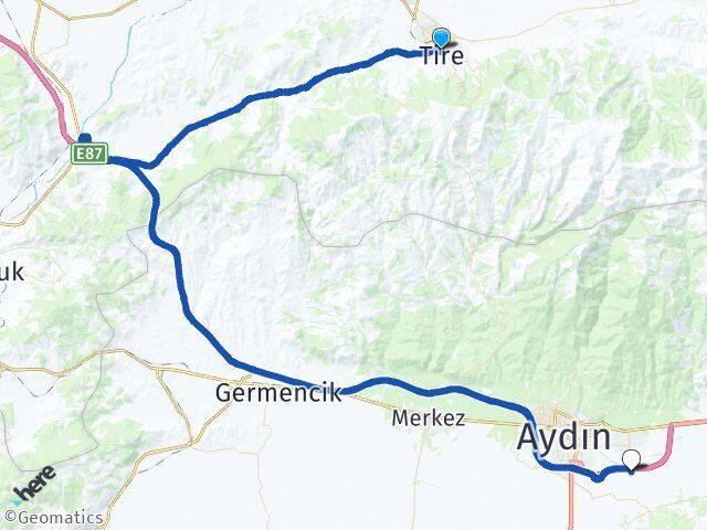 İzmir Tire Aydın Çıldır Havalimanı Arası Kaç Km - Yol Haritası