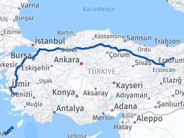 İzmir Tire Bayburt Arası Kaç Km - Yol Haritası