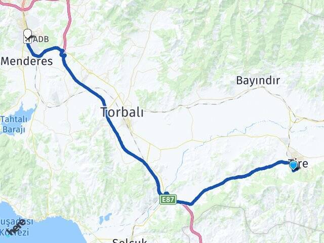 Kaplan Adnan Menderes Havalimanı Arası Kaç Km - Yol Tarifi