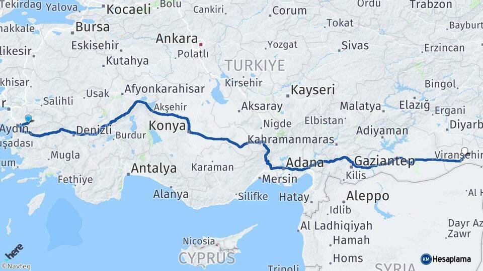 İzmir Tire Mardin Arası Kaç Km - Yol Haritası