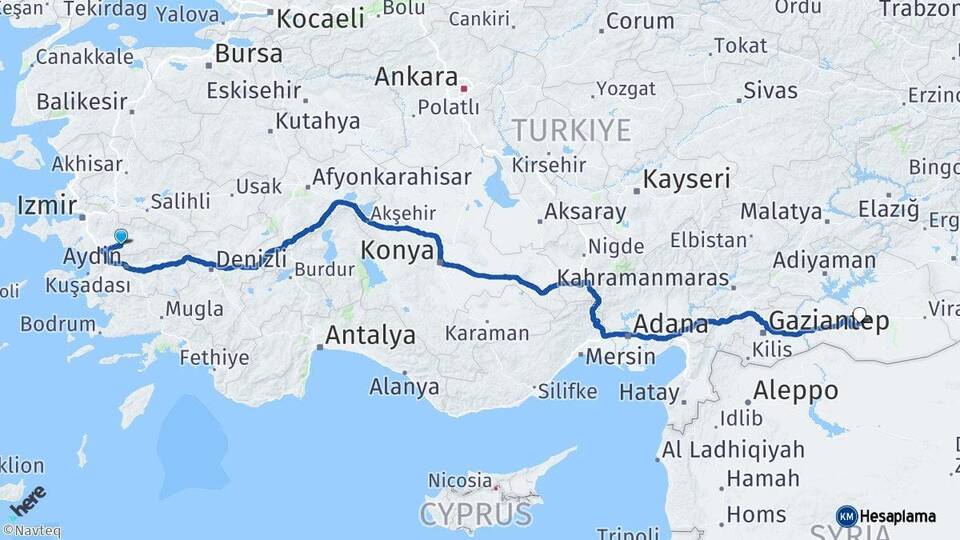 İzmir Tire Şanlıurfa Arası Kaç Km - Yol Haritası