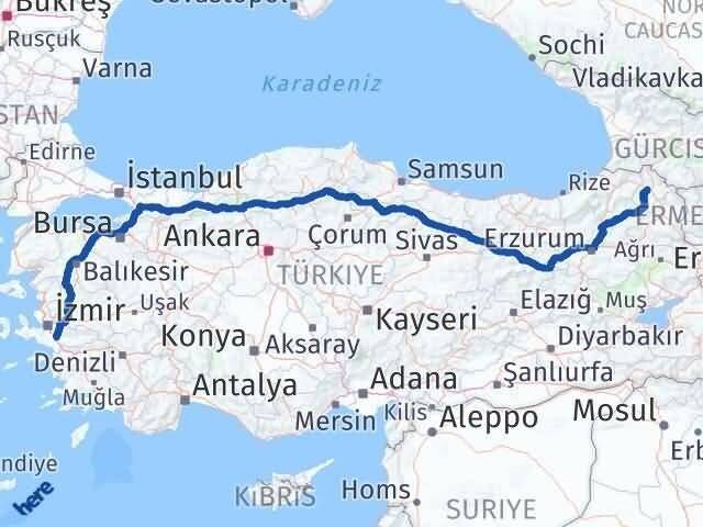 İzmir Torbalı Ardahan Arası Kaç Km - Yol Haritası