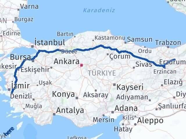 İzmir Torbalı Bayburt Arası Kaç Km - Yol Haritası