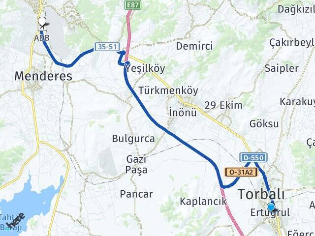 Ertuğrul Adnan Menderes Havalimanı Arası Kaç Km - Yol Tarifi