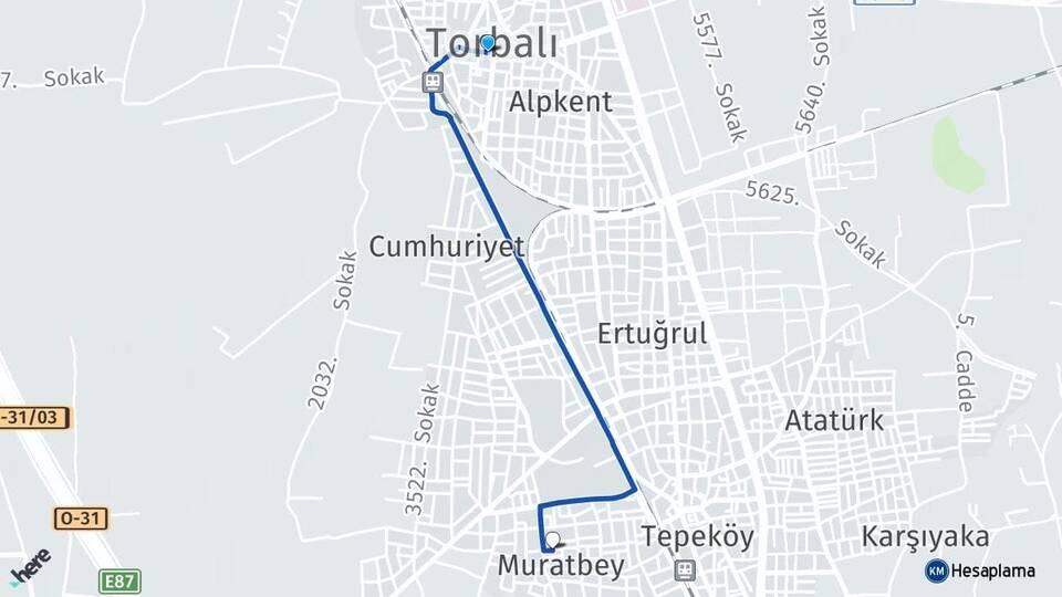 İzmir Torbalı Muratbey Torbalı Arası Kaç Km - Yol Haritası