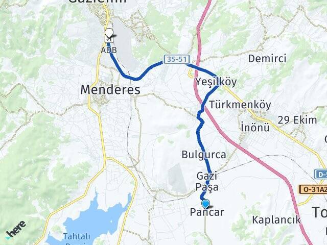 Pancar Adnan Menderes Havalimanı Arası Kaç Km - Yol Tarifi