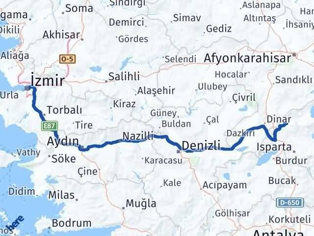 İzmir Uluborlu Arası Kaç Km - Yol Tarifi