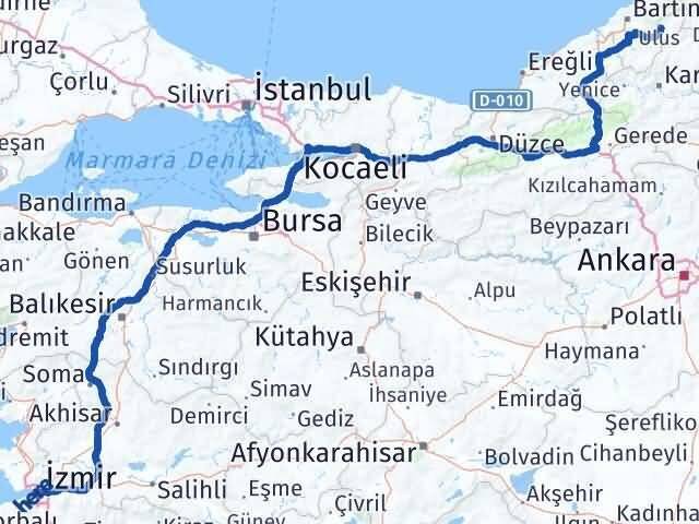 İzmir Ulus Bartın Arası Kaç Km - Yol Haritası